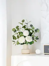 ユーカリローズのアートフラワーブーケ【インテリア装飾用・造花】