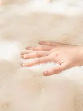 厚手ポップコーンフリースラグ【リビング・寝室用・お手入れ不要・クリーム色】