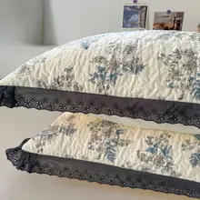 プリンセス風コットン製クッションカバー【花柄・全棉・フリル付き】（セットアップ対応）