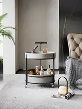 イタリアンスタイルの軽量移動可能サイドテーブル【サドルレザー・丸型・ソファ用】