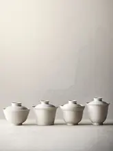 手作り陶器の蓋付茶碗【景徳鎮製・禅風・功夫茶具・家庭用】