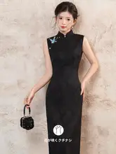 ブラック無袖中華風ワンピース【新デザイン・春夏用・モダン】