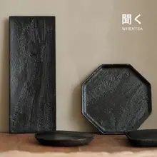 侘寂風 炭化木トレイ【自然素材・茶道用・ハンドメイド】