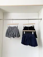リボン付きグレーのフラワーバルーンスカート【低腰・秋用・可愛いデザイン】（セットアップ対応）