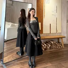 ストライプ柄長袖Tシャツ【リボン付き・フィットデザイン・女性用】（セットアップ対応）