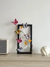 新中式デザインのフェイク 蝶と花のフレーム飾り【布製・デスクおよび壁面装飾】