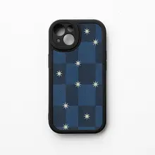 デニム星柄スマホケース【iPhone対応・独特なデザイン・ソフト素材】