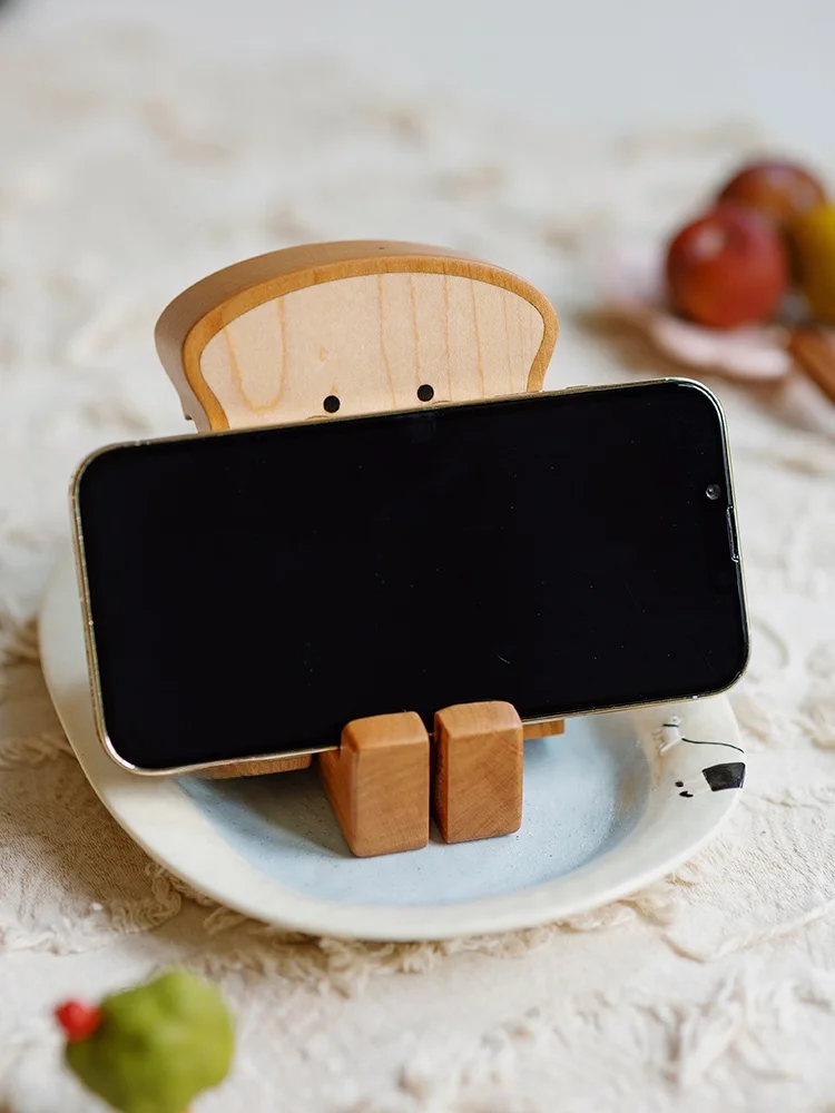トースト型スマホスタンド 木製デスク用 カートンデザインで空間を効率的に活用