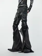 PUレザーパンツ レディース 着脱式フレアレッグカバー モード パンク バイカー タイトフィット テーパード 厚手 ストリート 秋冬「VE2」