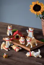 SANQ 笑顔のカップル柴犬陶器置物【インテリア装飾用・誕生日プレゼント】