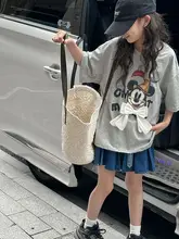 勾花デザインの女児夏用短袖Tシャツ【ゆったりとしたサイズ・カジュアルスタイル】（セットアップ対応）