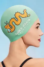 ZOKE シリコン製スイムキャップ【大人用・中国龍デザイン・防水・滑り止め・耳保護付き】