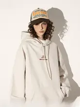 BEETLE TOWN 刺繍入りフード付きオーバーサイズスウェットシャツ【春秋用・カジュアル・女性用】