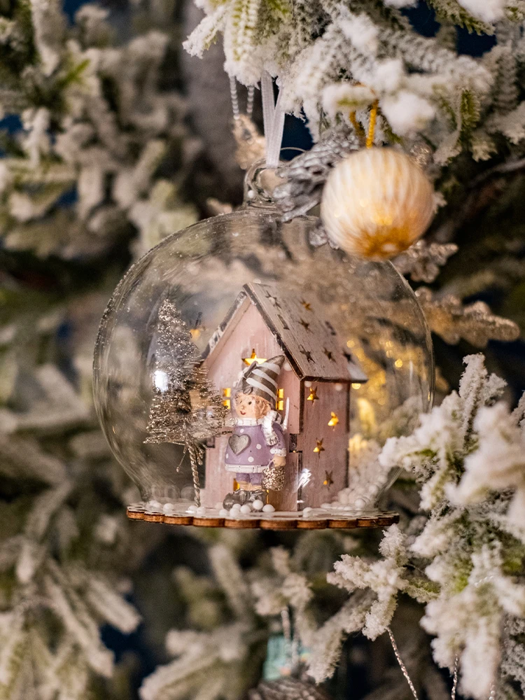 光るクリスマスガラスボール飾り：LEDライト付き吊り下げ式の手作りクリスマス飾り