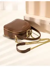 レトロな牛革製ハンドバッグ【通勤用・ショルダー・小型】