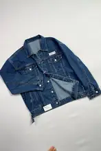 花匣子 デニムジャケット【大きいサイズ・長袖・ゆったりフィット・ダークブルー】