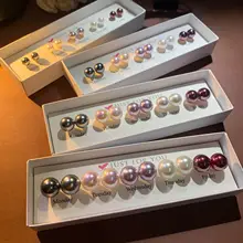 優雅な雰囲気のガラスパールピアス【フレンチスタイル・一週間用ギフトボックス入り】（セットアップ対応 ）