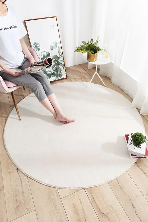 シンプルな円形ラグ【リビング・モダンデザイン・冬用・クッション性あり】