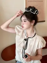 パール付きメッシュヘアゴム【超大丸子用・おしゃれ・伸縮性あり】