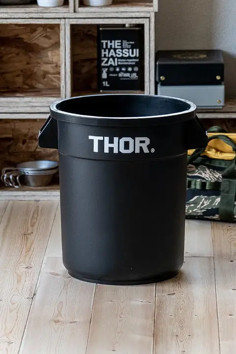 THOR ブラック＆オリーブ 密閉運搬ボックス【アウトドアキャンプ用・フタ付き・キャスター付き】
