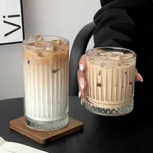 クラシック冷抽モカラテカップ【ストライプガラス・牛乳用・朝食用】