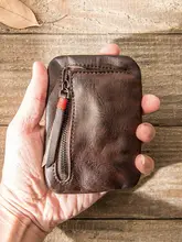 本革製 手作りのヴィンテージ風財布【薄型・ファスナー付き・男性用・女性用】