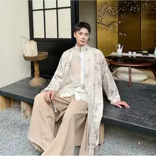 長袍 道袍 茶衣 中国風ローブ メンズ チャイナテイスト 禅 ミドル丈 薄手 茶道 春夏