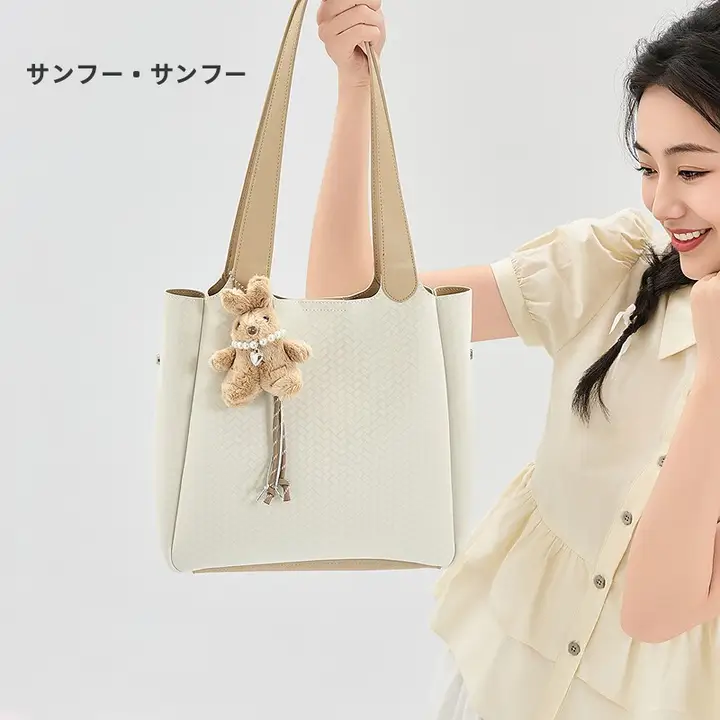夏用レトロトートバッグ【大容量・オープントップ・カジュアルデザイン】