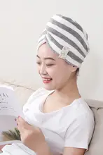 吸水性抜群！厚手バスタオル風ヘアドライキャップ【かわいいデザイン・ロングヘア用・速乾】