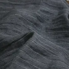 肌触りの良い ストライプ模様のリネン生地【深灰・人字織・服地】