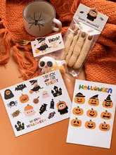 ハロウィン用 可愛いキャラクターシール入り スノーフレイククッキーとキャンディーセット【ギフトボックス用・装飾用・ステッカー付き】