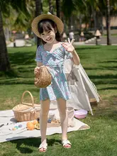 親子用 水着【母娘用・フリル付き・保守的なデザイン・花柄】
