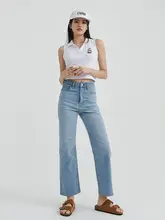 薄手のハイウエストストレートデニムパンツ【浅い青・レギュラー丈・夏用・極上の柔らかさ】