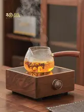 耐熱ガラス茶器【木製ハンドル・分茶器・加厚デザイン】