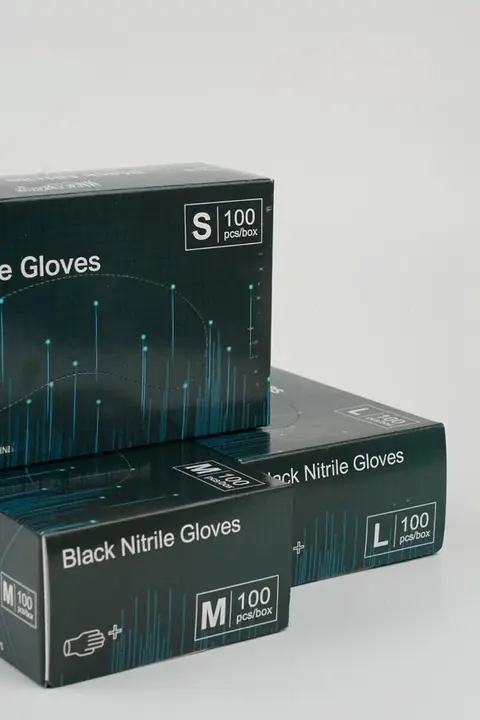 タトゥー用 ブラック使い捨てニトリル手袋【粉末不使用・クリーン・ラテックスフリー】