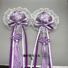 紫色中華風バンデッドヘアパーツ【双馬尾用ヘアクリップ・ロリータスタイル・旗袍アクセサリー】