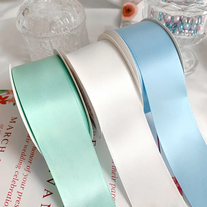 高品質ダブルフェイスポリエステルリボン【結婚式用・DIY用・ギフト包装】