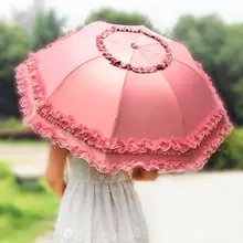 レース付き2Way折りたたみ日傘【UVカット・雨傘兼用・プリンセスデザイン】