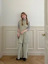 おしゃれなバックレスキャミソール【ウエストゴム・高身長効果・小柄向け・ワイドパンツ】（セットアップ対応）