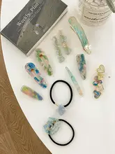 夏向けエレガントグリーンシャーククリップ【高級ヘアアクセサリー・ヘアアップ用】