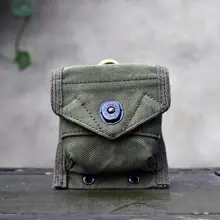 ミニウエストポーチ 厚手キャンバス ヴィンテージ加工 ウォッシュド イヤホン ライター タバコ 収納 スカルモチーフ キーホルダー付き 小物入れ