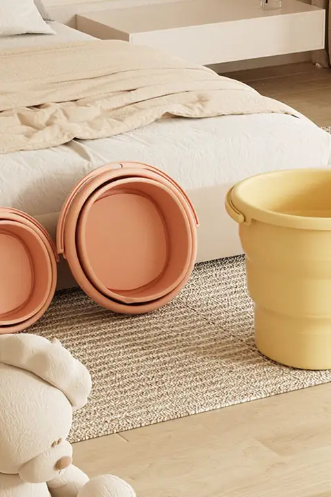 折りたたみ式プラスチックバケツ【持ち手付き・厚手・耐衝撃・蓋付き】