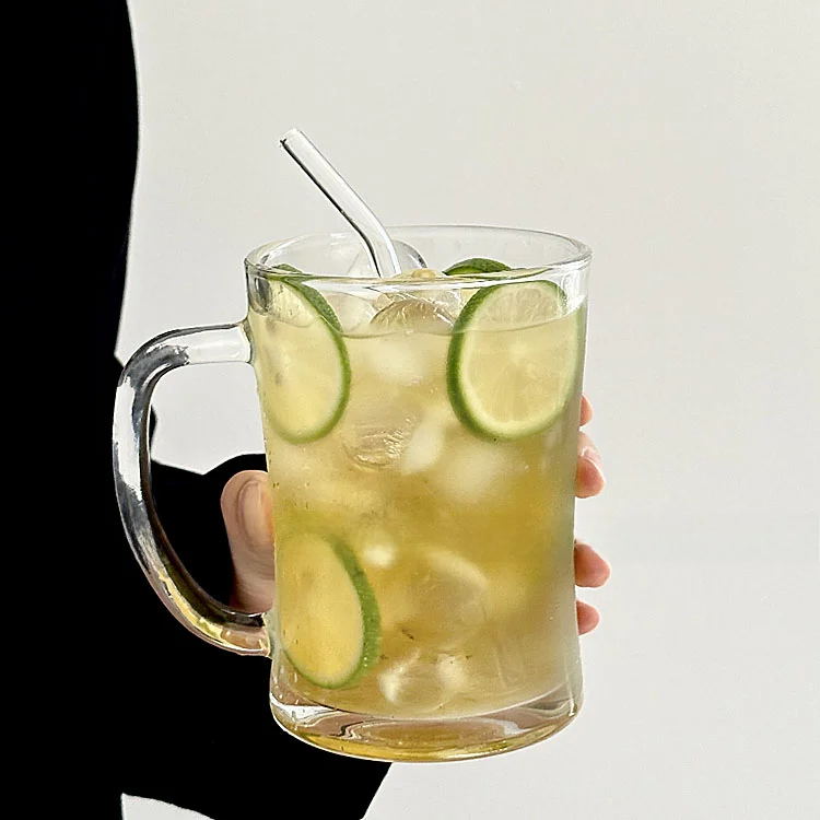 ガラス製の水杯 大容量 夏の冷たい飲み物用 アイスアメリカーノ用 フルーツティー用