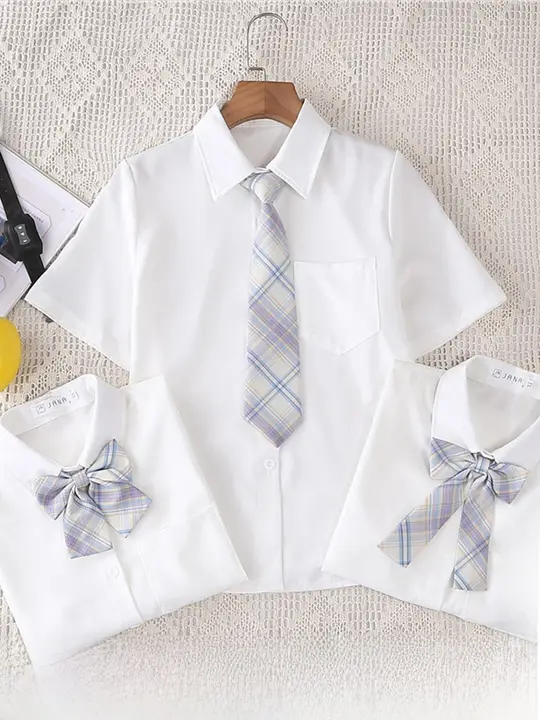 夏用のショートスリーブ白シャツ【学生向け・制服スタイル】