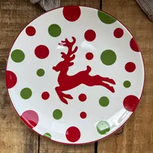 クリスマス柄陶器食器セット【鹿とクリスマスツリーデザイン・大皿・平皿・深皿】