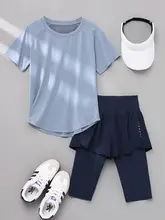 夏用 レディース ランニングウェア【薄手・五分丈パンツ・短袖・速乾・ゆったりデザイン】（セットアップ対応）