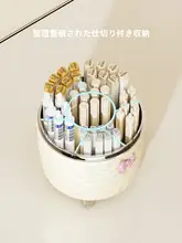 高級感あふれる大容量の回転ペンホルダー【蓋付き・デスク用・仕切り付き】