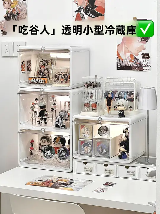 デスク用透明ディスプレイスタンド【防塵・積み重ね可能・フィギュア収納用】