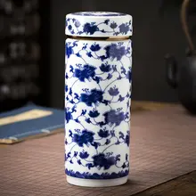 500ml 大型二重層式陶器マグカップ【青花瓷・オフィス用・ギフト対応】