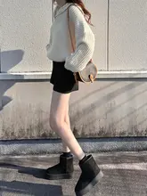 レトロ風 厚底加厚加绒保暖雪地靴【短靴・防寒・男女兼用】